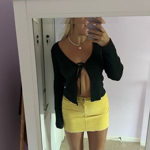 Yellow mini jean skirt